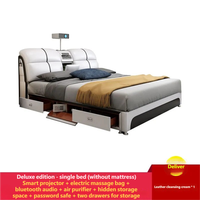 Lit en cuir multifonctionnel en gros, 1,8 m, lit double moderne et minimaliste en cuir, 1,5 m, mobilier de chambre à coucher