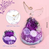 Figurine d'ange en rose éternelle avec lumière LED - Cadeau léger pour maman, anniversaire, fête des mères, grand-mère, épouse, fille, amis