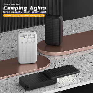 Paneles solares duales 10000mAh Banco de energía portátil de carga rápida Incorporado 4 cables de carga para diseño de luz de camping al aire libre - Product Image 2