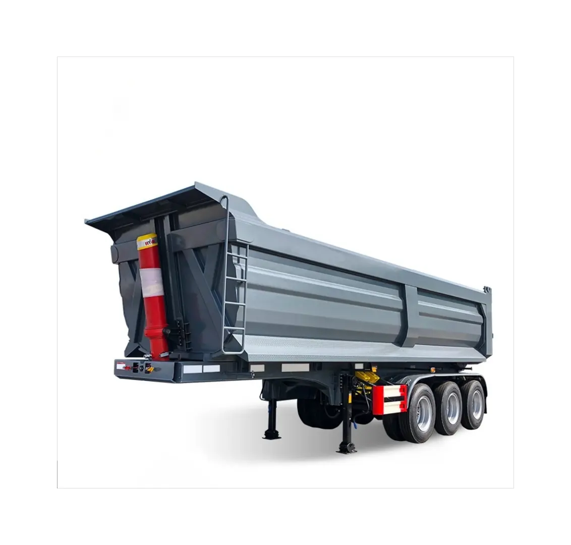 Cina paling populer 40 Ton 50 Ton End Tipper/belakang Dumper Semi Trailer 3 AS baru Dump Truck Trailer tempat tidur ban untuk dijual