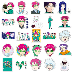 50 pièces haute qualité vinyle étanche dessin animé Anime autocollant décorations PVC <span class=keywords><strong>Saiki</strong></span> <span class=keywords><strong>Kusuo</strong></span> autocollant - Product Image 4