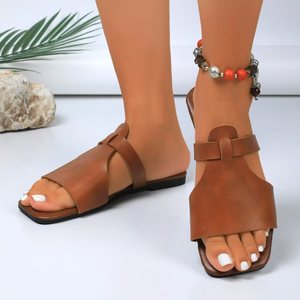 ashion <b>Plus</b> <b>Size</b> Flat Slippers Women 2025 Summer New European and American Fashion Square Head Beach Cool Wholesale - Product Image 6