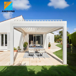 กันสาดกลางแจ้งกันน้ำขนาดสั่งทำพิเศษ 7.5x4 ม. แบบมอเตอร์และมือหมุน โครงอะลูมิเนียม พร้อมม่านแบบยืดหดได้และหลังคาเปิด-ปิดได้ - Product Image 4