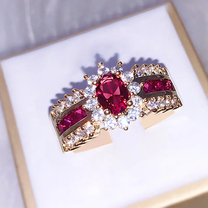 Gioielli naturali fedi nuziali rubini gioielli economici anello rubino per matrimonio