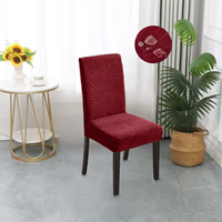 Housse de chaise de salle à manger extensible jacquard imperméable à motif feuille, épaisse, amovible et lavable, pour hôtels, banquets et événements (vente en gros)