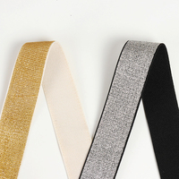 Bandes élastiques scintillantes en polyester/nylon métallisé Sangle Jacquard Textile de maison écologique Chaussures durables Artisanat DIY Or