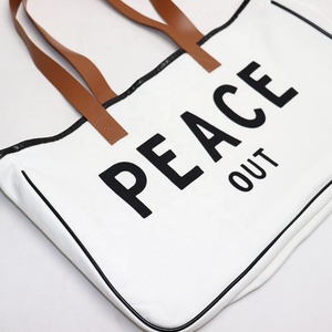 Nouvelle arrivée, vente en gros de mode, sac fourre-tout décontracté en toile écologique avec fermeture éclair, sac de plage pour le collège - Product Image 4