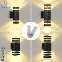 Lámparas de Pared LED/Apliques de Pared para Exterior Patio Escalera, Impermeables IP44, E27, con Fuente de Luz Cálida Incluida, Iluminación Ascendente y Descendente