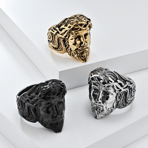 yunnique style creative retro personalized <b>rings</b>, creative portrait <b>titanium</b> steel men's <b>rings</b>, fashion pattern jew - Product Image 5