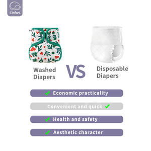<span class=keywords><strong>Couche</strong></span>-culotte en tissu réutilisable Elinfant taille unique 0-6 kg pour nouveau-né, imprimée, sans doublure - Product Image 4