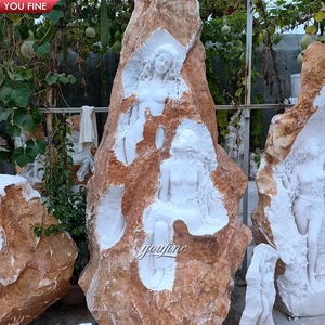 YOUFINE - Escultura de Mármol Tallada a Mano de Tamaño Real para Jardín, Estilo Natural, con Relieves de <span class=keywords><strong>Apolo</strong></span> y Dafne - Product Image 5
