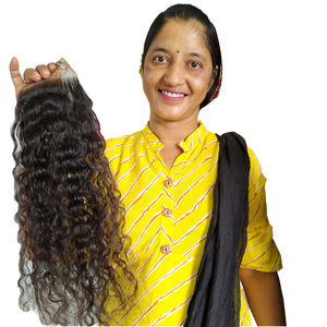 Extensiones de cabello humano de templo indio virgen 100% al por mayor paquetes rizados profundos naturales en estilos rectos y ondulados - Product Image 1