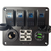 Panneau de commutateur à bascule 4 gang 50 ampères, montage encastré, DC12V 24V, avec prise USB QC3.0, prise allume-cigare pour voitures, camping-cars, camions