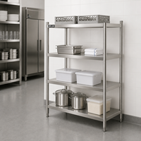 Étagère en acier inoxydable à quatre niveaux, étagères de cuisine commerciales pour casseroles, plateaux de cuisson, ingrédients et stockage alimentaire pour hôtels