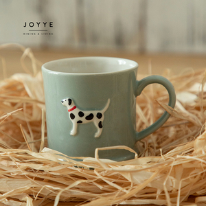 JOYYE Unique Creativity Adorable Animal Pattern Juego de tazas de café de cerámica Gato, perro y pata Diseño de impresión Taza en relieve personalizada - Product Image 3