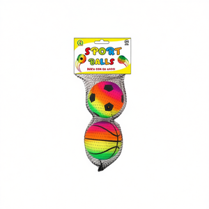 Juego de pelotas deportivas, paquete de 2, pelotas inflables de 9 cm, arcoíris, fútbol y baloncesto para que los niños jueguen - Product Image 2