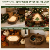 Bol à bougie en bois personnalisé, récipient pour bougie parfumée, support décoratif pour la fête des mères, emballage cadeau et décoration intérieure