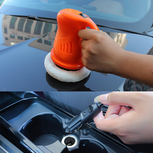 <b>Car</b> <b>Polishing</b> Machine 12V With Two Cotton Pads For Auto Detailing Cleaning And Waxing Orange And Black - Product Image 2