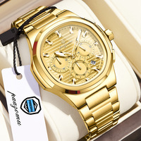 Montre pour homme luxueuse, sportive et élégante, mouvement à quartz, bracelet en acier inoxydable, chronographe analogique, aiguilles, 41 mm, 20 mm