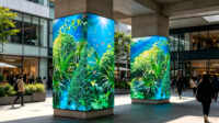 Écran LED extérieur P2.5 à quatre faces, écran vidéo personnalisé en forme de pilier carré pour la promotion des centres commerciaux, la communication de marque