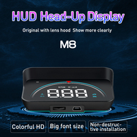 M8 voiture HUD affichage tête haute OBD compteur de vitesse projecteur de pare-brise avertissement de survitesse intelligent numérique température de l'eau tension compteur de vitesse
