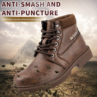 Bottes de sécurité anti-écrasement à embout d'acier, semelle intermédiaire en cuir microfibre ultra-fin pour une protection anti-perforation et un confort optimal