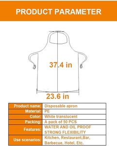 Delantales desechables Huamaohengchun (paquete de 50), delantal de plástico para pintar, cocinar, tareas domésticas, picnic, etc. - Product Image 2