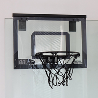 Maßgefertigtes Langlebiges Mini-Metall-Basketballkorb-Set 42,5x30,7cm Rückwand LED-Beleuchtung Wandmontiert für Zuhause und Büro Inklusive Ball