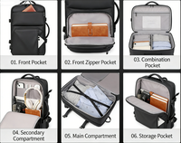Sac à dos pour ordinateur portable extensible, grand format, imperméable, en tissu Oxford, avec port USB, sac de voyage écologique, bretelles renforcées, impression de logo personnalisée pour