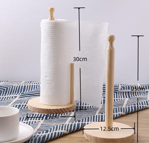 Porte-serviettes en bois pour cuisine avec installation <span class=keywords><strong>sans</strong></span> perçage, support de rangement vertical pour rouleaux de papier et serviettes - Product Image 2