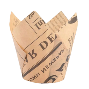 Merry Bakery – Moules à pâtisserie et à muffins jetables en papier sulfurisé écologique, style <span class=keywords><strong>journal</strong></span>, forme tulipe - Product Image 1