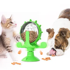 Amazon Hot selling Pets Automatic Leakage Windmill 360 potenti giocattoli per l'alimentazione di ventose per cani e gatti