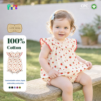 Combinaison à volants pour bébé Puresun, motif fraise, manches bouffantes, vêtements pour bébé printemps été