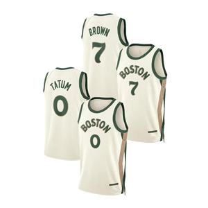 <span class=keywords><strong>Maillot</strong></span> de basket-ball Bost-on en gros, cousu, pour hommes, séchage rapide, style rétro, uniforme de basket-ball USA, 0 Jayson <span class=keywords><strong>Tatum</strong></span>, 7 Jaylen Brown - Product Image 1