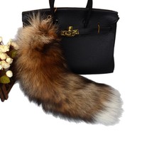 Modischer Handgefertigter Fuchsschwanz-Schlüsselanhänger Plüsch-Accessoire Taschenanhänger Film- und TV-Requisite