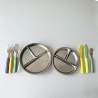 Assiette pour enfants en acier inoxydable 304 de 9 pouces, design moderne 2026, avec ventouse en silicone incluse, assiette à dîner pour enfants Plus