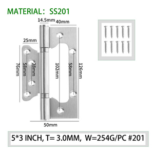 201 304 acciaio inox 2 cuscinetti a sfere a filo porta cerniera di 180 gradi a farfalla cerniera <span class=keywords><strong>per</strong></span> legno camera da letto scuola ospedale - Product Image 4