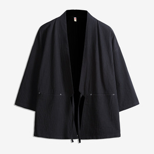 Chemise d'été en coton à point ouvert pour hommes Cardigan fin de couleur unie Style <span class=keywords><strong>Streetwear</strong></span> japonais <span class=keywords><strong>Kimono</strong></span> chinois Design couleur unie 2025 - Product Image 1