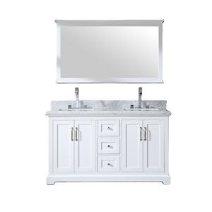 Mueble de Baño con Encimera de Mármol Carrara y Puertas de Cierre Suave con Lavabos Dobles, Hecho en Vietnam, Estilo Transicional - Product Image 1