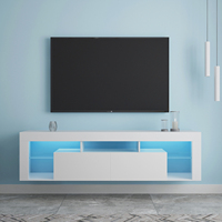 Meuble TV en bois avec panneaux LED et 4 tiroirs, unité TV moderne pour salon, installation facile
