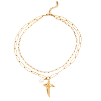 Collier élégant 2 en 1 imitation chaîne cubaine Figaro pour femme, 16 pouces, fermoir à bascule, plaqué or 18 carats, acier inoxydable, bijoux d'anniversaire