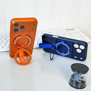 Étui de téléphone portable protecteur en matériau PC, étanche et givré, avec cordon de transport pratique, support rotatif à 360 degrés et barre colorée - Product Image 4