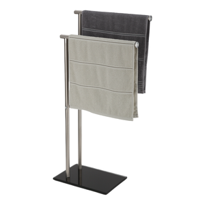 Portasciugamani a doppio livello in metallo da terra, organizer per bagno, <span class=keywords><strong>porta</strong></span> abiti e borse, con base in acrilico - Product Image 1