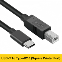 Kabel USB-C ke Tipe-B 2.0 Hitam 1M2M3M, 480Mbps Kompatibel dengan Printer/Scanner/Hard Drive, Plug & Play untuk Penggunaan Kantor/Rumah