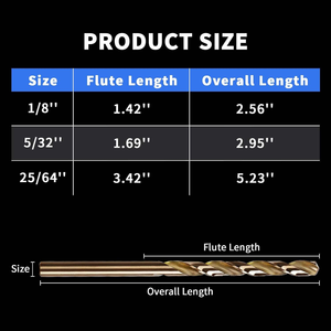 29-Piece DIN 338 <b>Drill</b> <b>Bit</b> Set with Gold M35 Shank for Hardened Metal Stainless Steel Cast Iron & <b>Wood</b> Drilling - Product Image 4