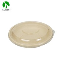 Boîtes à emporter rondes jetables de 24 oz en bagasse, style moderne, écologiques, résistantes à la graisse et compatibles micro-ondes, marque Harvest, avec couvercle