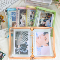 Carpeta de 6 anillas con cremallera transparente, álbum de fotos de boda, cubierta de pvc, tarjeta suave, álbum de fotos para bebé, a5, a6, suministros de oficina