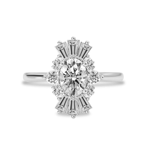 Anillo de compromiso de plata de ley Art Deco Diamond Halo para mujer, aniversario de boda, joyería nupcial, banda de boda de diamante de laboratorio - Product Image 5