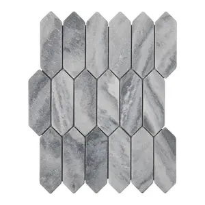 Three different surface of Grigio Toscana Long Hexagon Mosaic Tile