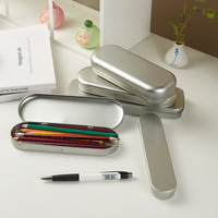 Boîte à crayons rectangulaire en métal personnalisée avec logo, étui à papeterie en fer blanc avec couvercle à charnière, organisateur de stylos pour l'école et le bureau, conteneur de rangement